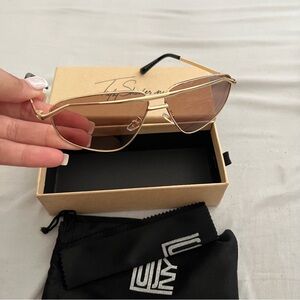 Gold Aviator Sunglasses with Double Bridge